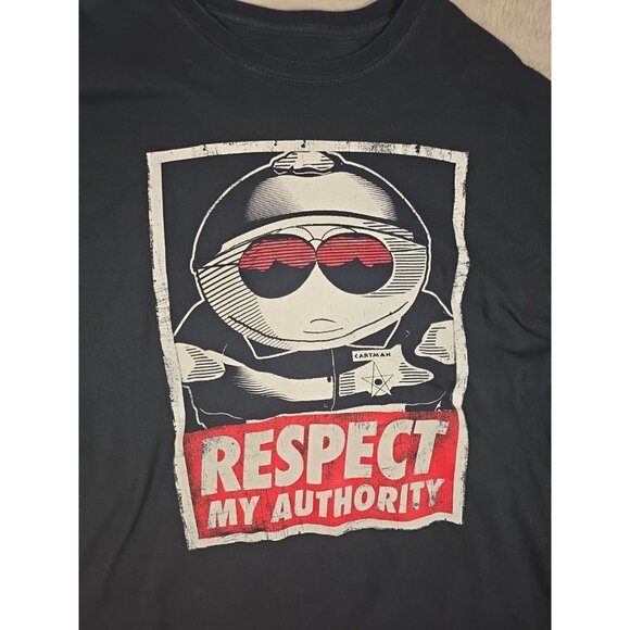 South Park Cartman Shirt Mens 2XL Black Respect My Authority Graphic Comedy Tee - Picture 3 of 8
